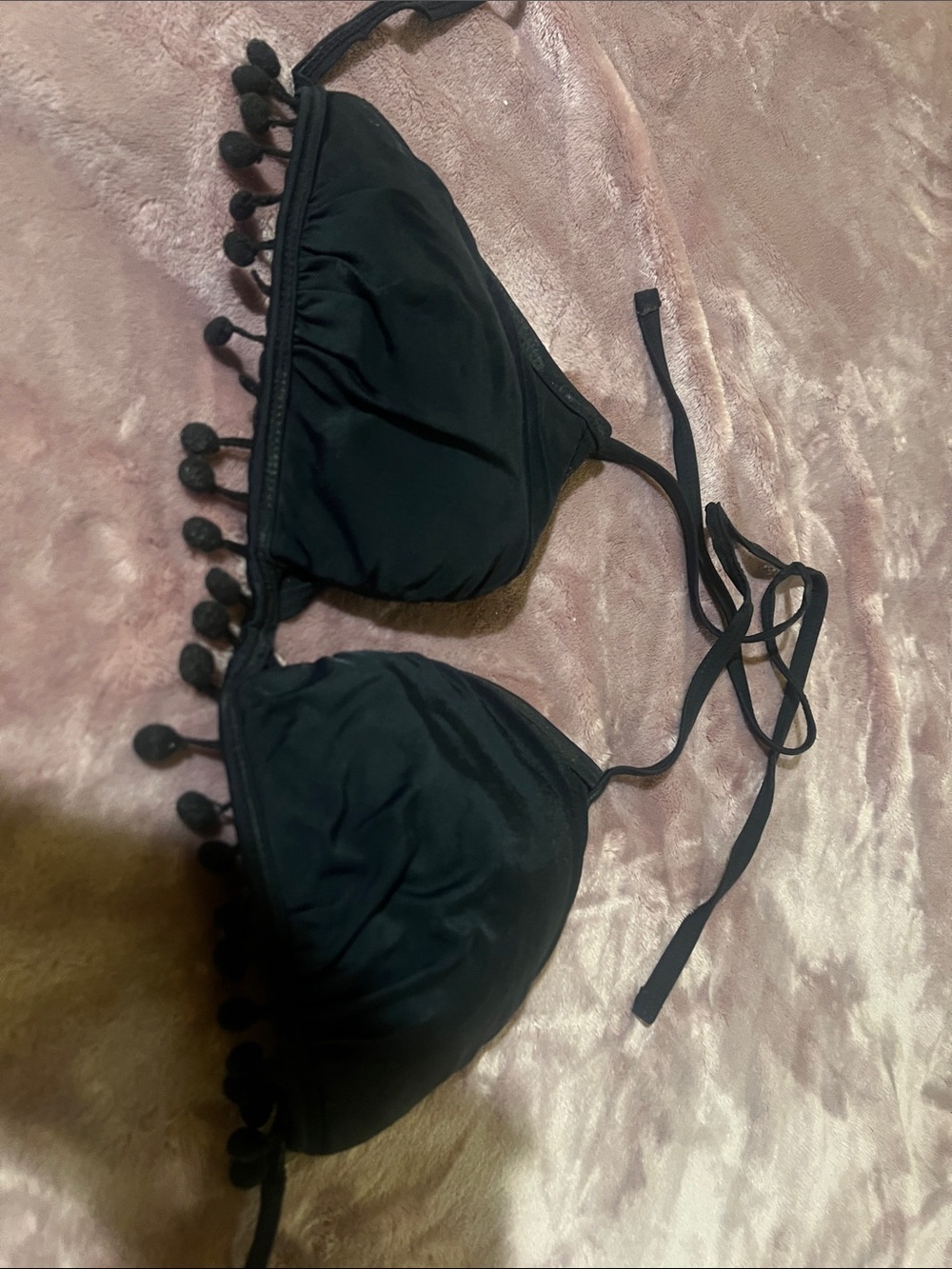Hula Honey Black Bikini Top with Logo Tag